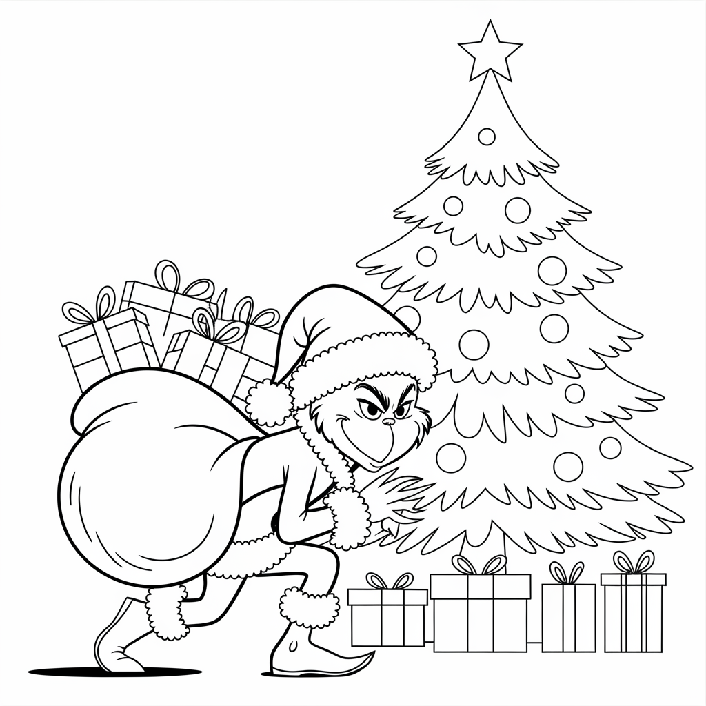 The Grinch Stealing Christmas Coloring Page