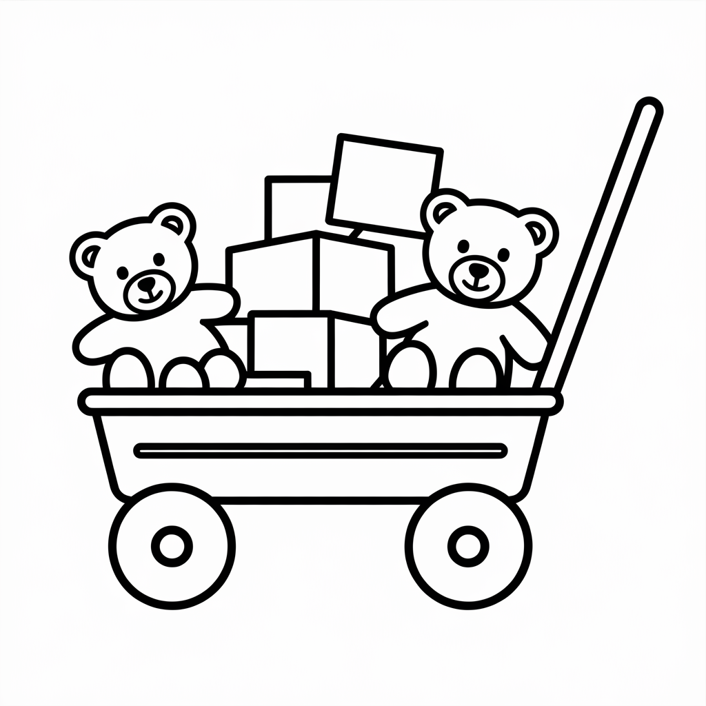 Printable "W is for Wagon Ride" Coloring Page for Kids