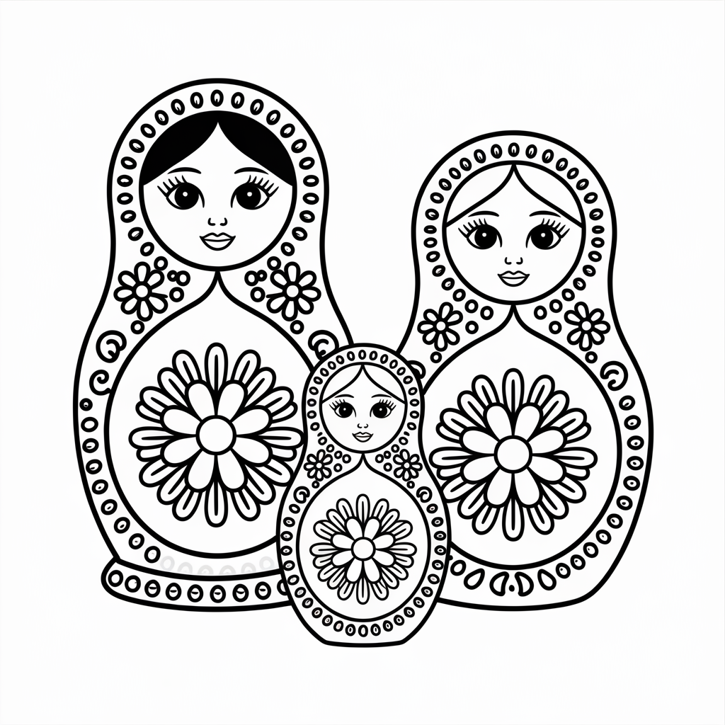 N for Nesting Dolls Coloring Pages