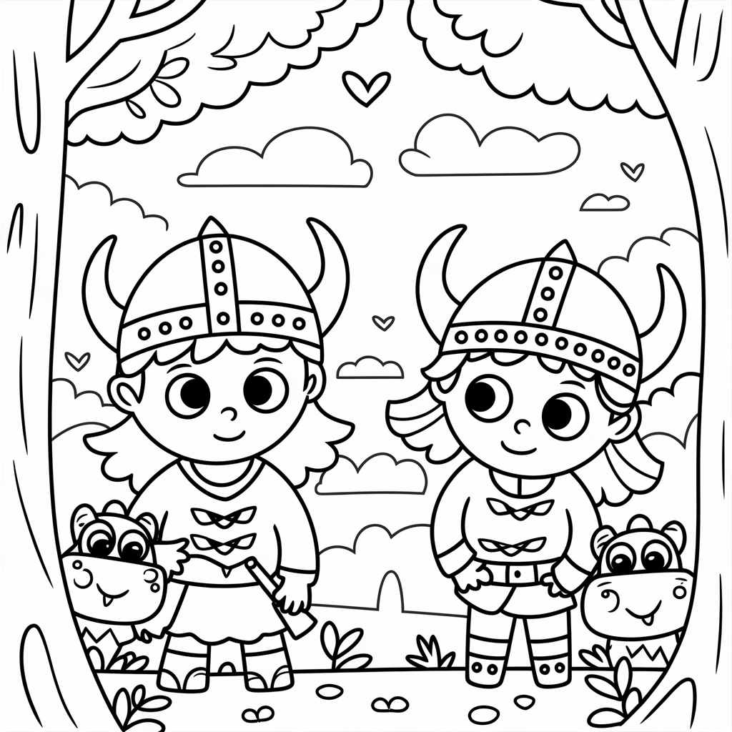 Viking Kids Playing Hide and Seek With Dragons 