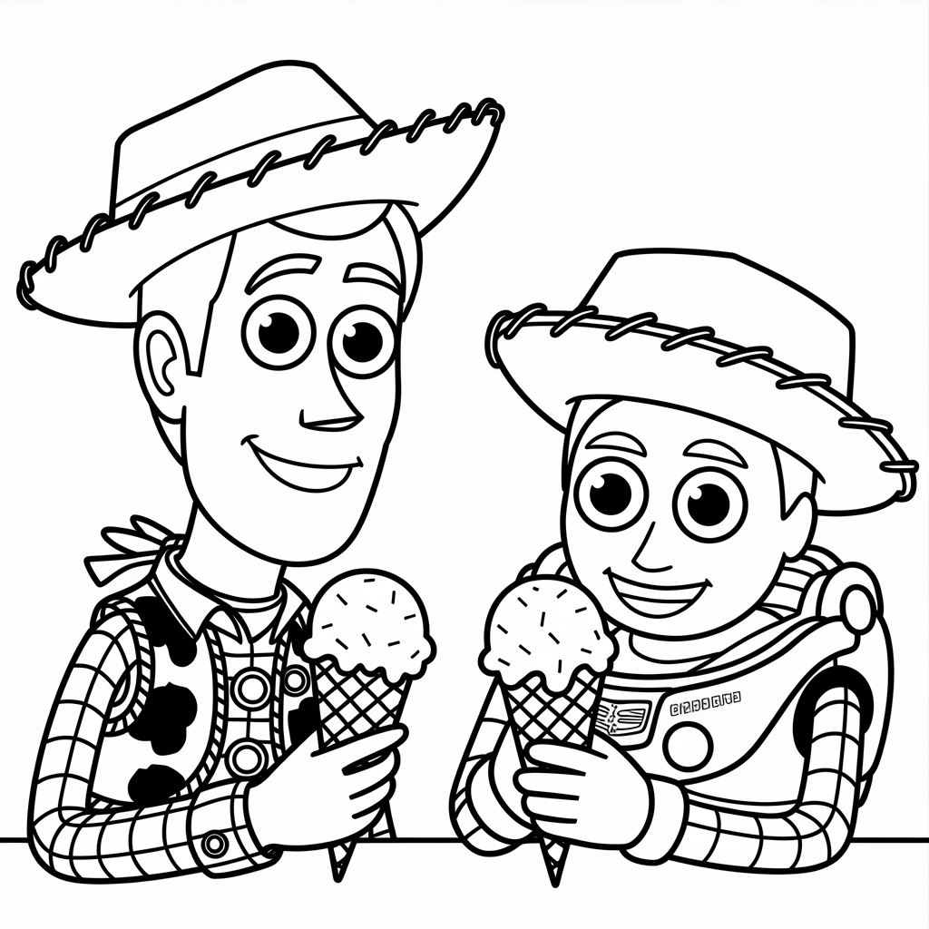 Toy Story Ice Cream Fun Coloring Page 