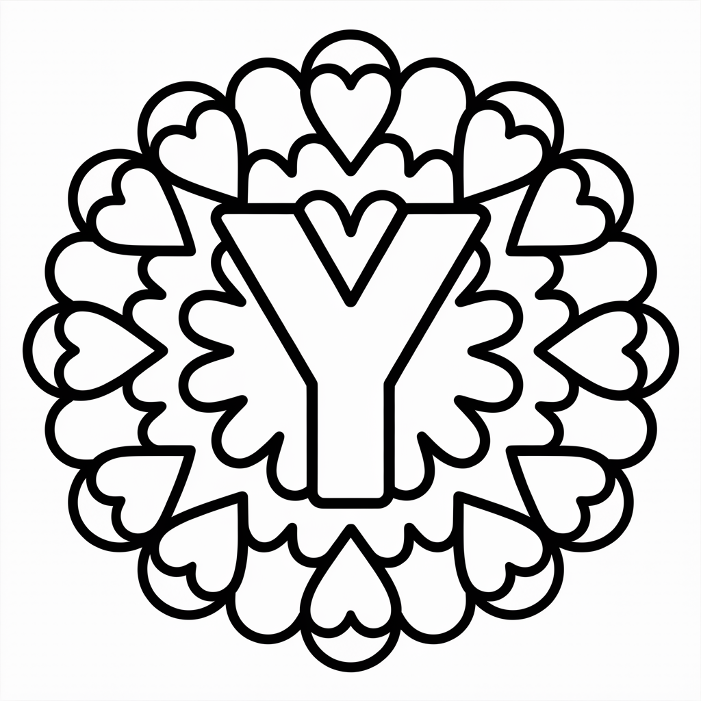 Letter Y Mandala Coloring Page