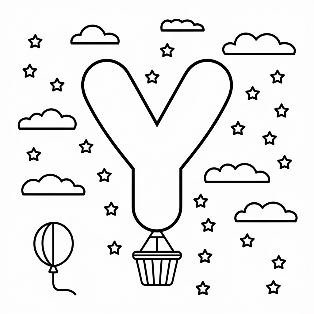 Y Balloon Coloring Sheet
