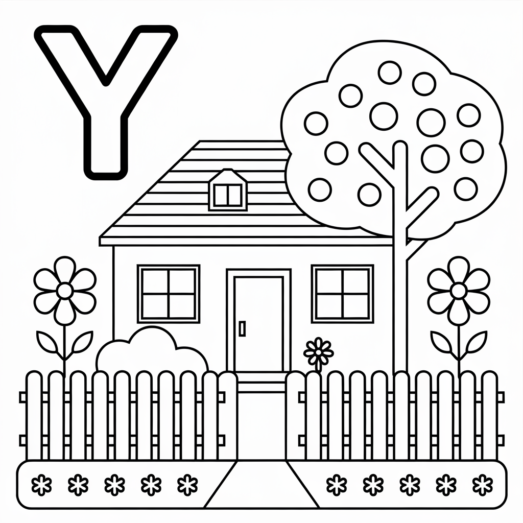 Free Y is for Yard Coloring Page