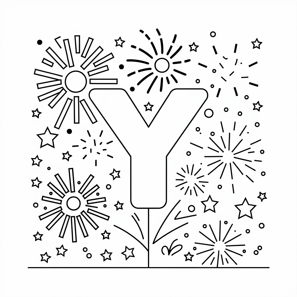 Y is for Year Calendar Coloring Page