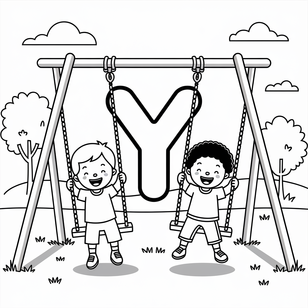 Youth Playing Coloring Page