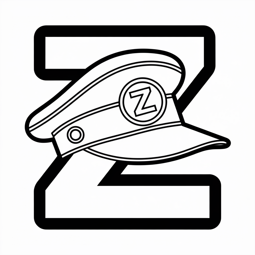 Zany Monster Coloring Page with Letter Z