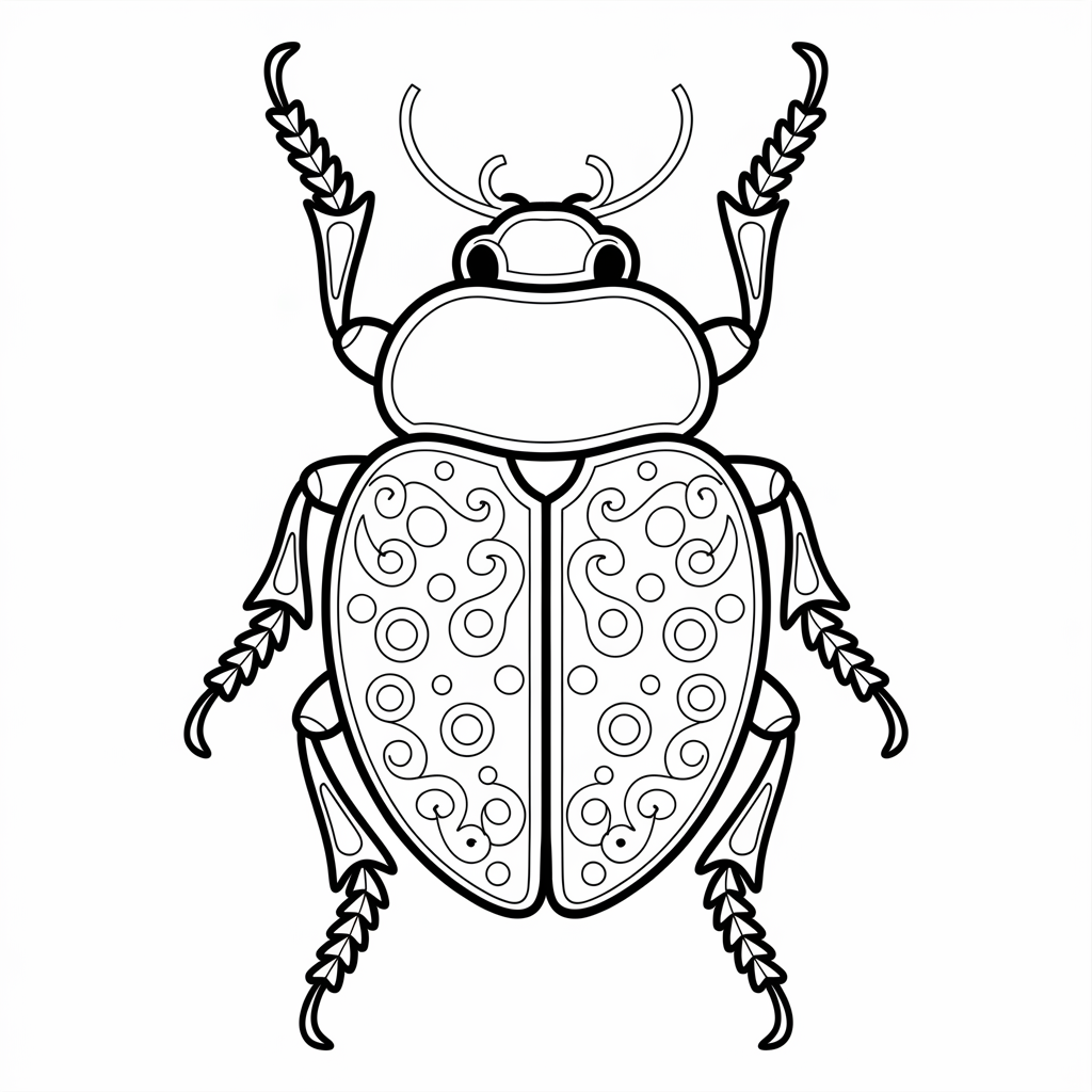 Beetle Coloring Pages with Patterned Shells