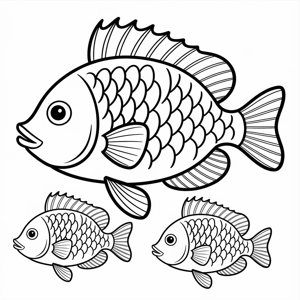 Rainbow Fish Family Coloring Pages 