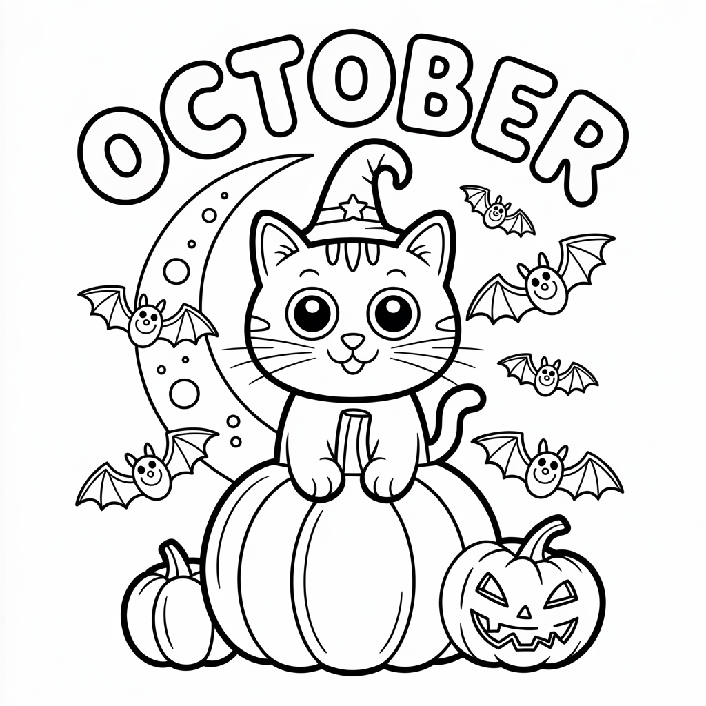 Halloween  Cat & Pumpkin Night