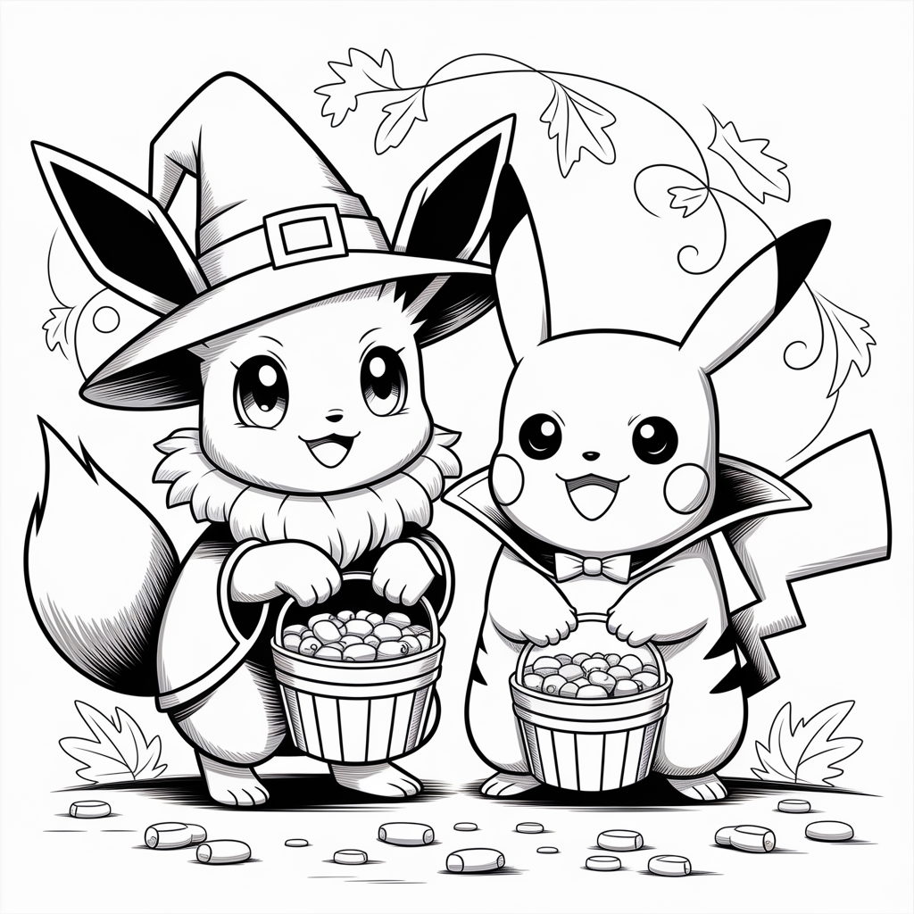 Eevee & Pikachu in Matching Costumes