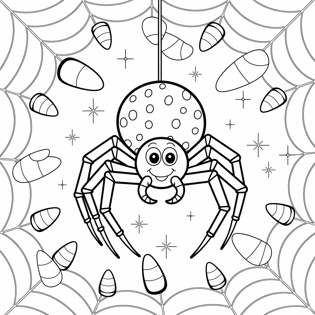 Spider Web Fun Halloween Coloring Pages for Kids to Download