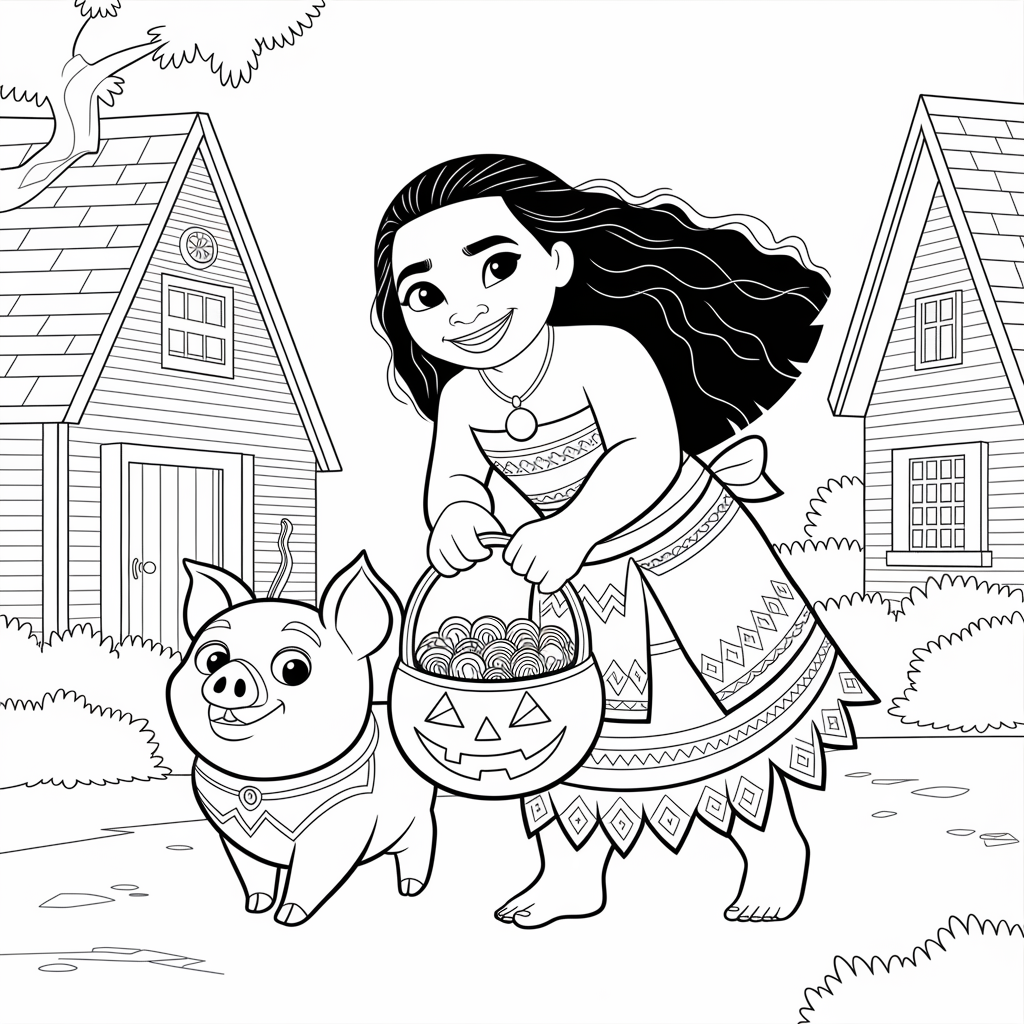 Moana and Pua Trick-or-Treating