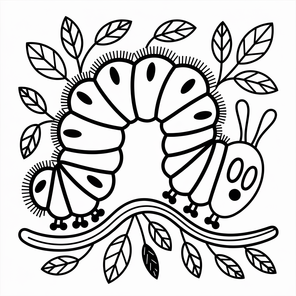 Caterpillar Coloring Pages on Branch