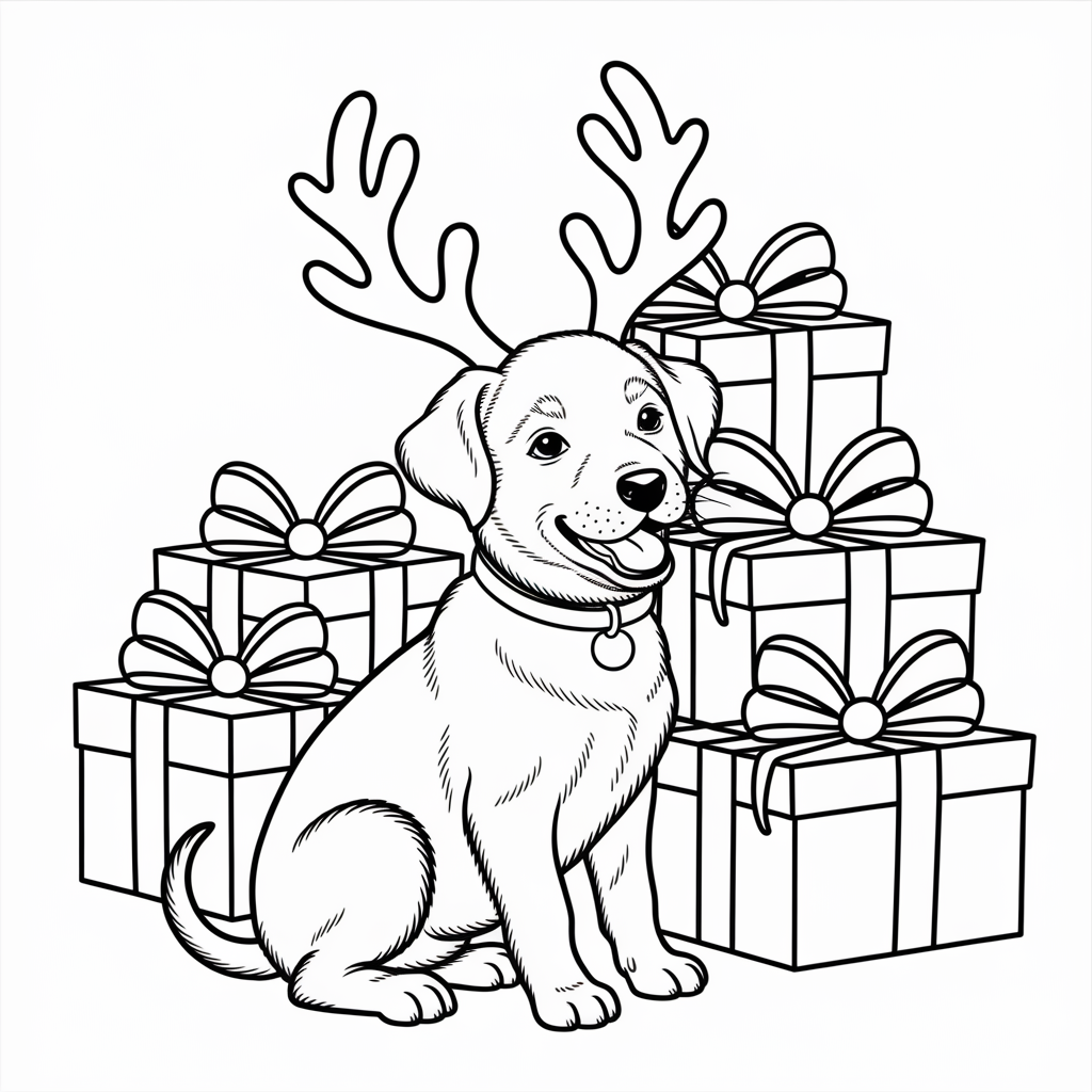 Puppy with Reindeer Antlers