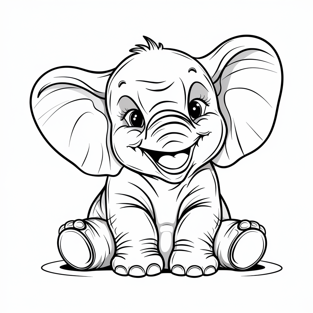 Cute Baby Elephant Coloring Page