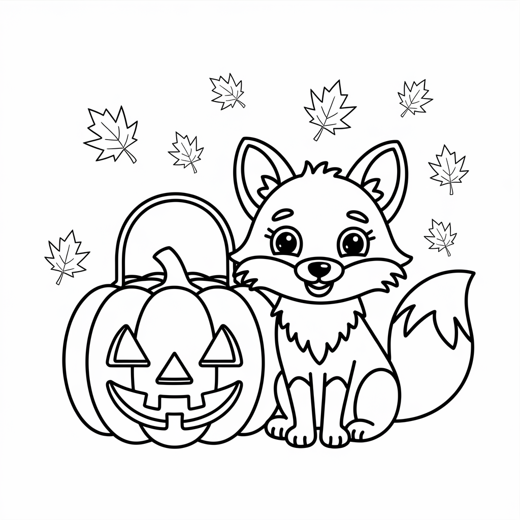 Fox with Pumpkin Lantern