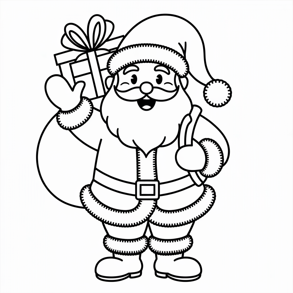 Easy Santa Claus Christmas Coloring Pages to Print