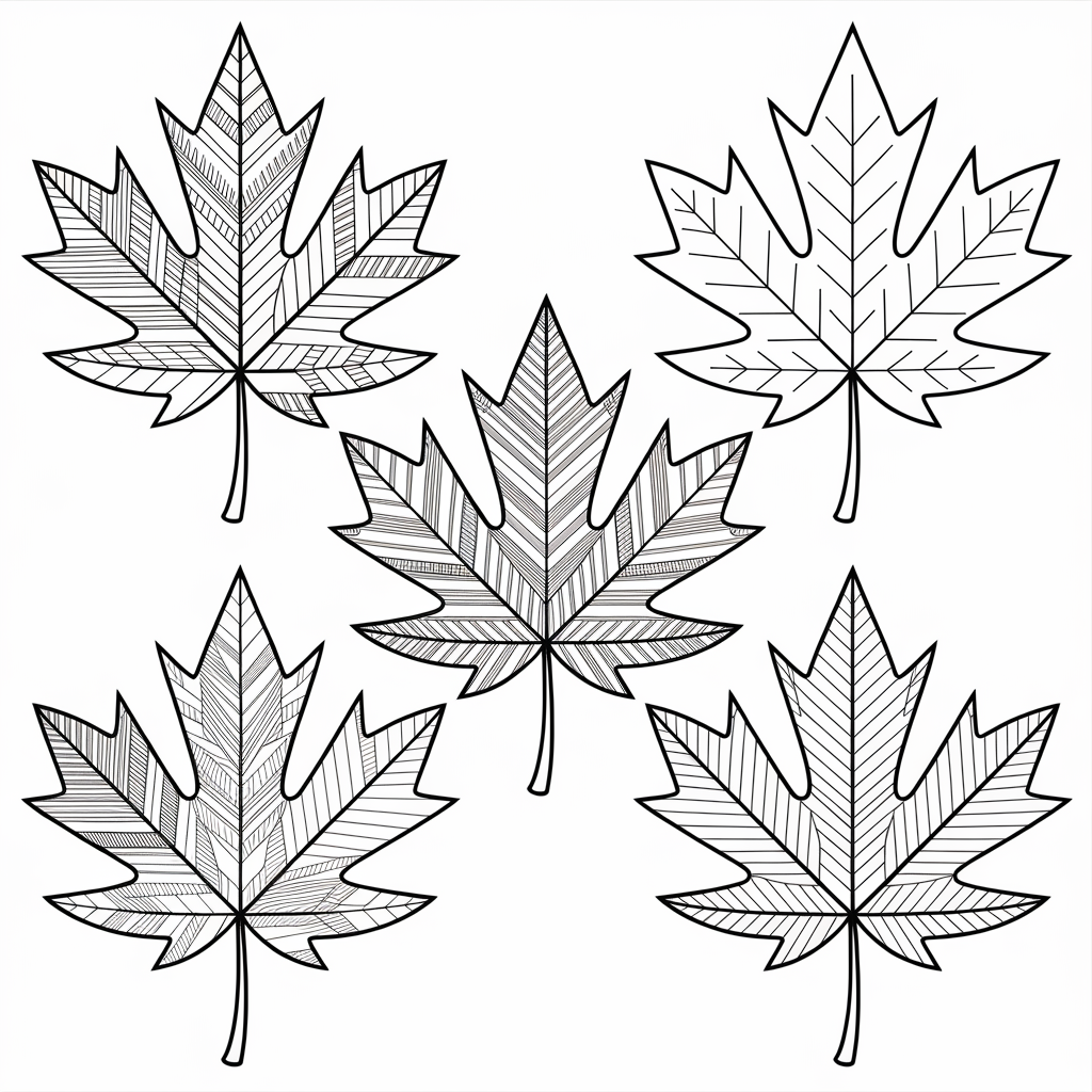 Decorative Autumn Leaves with Zentangle Patterns