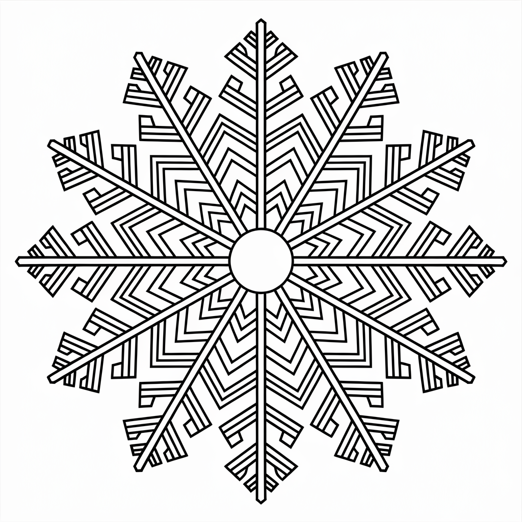 Adult Christmas Coloring Pages with Snowflakes and Mandalas