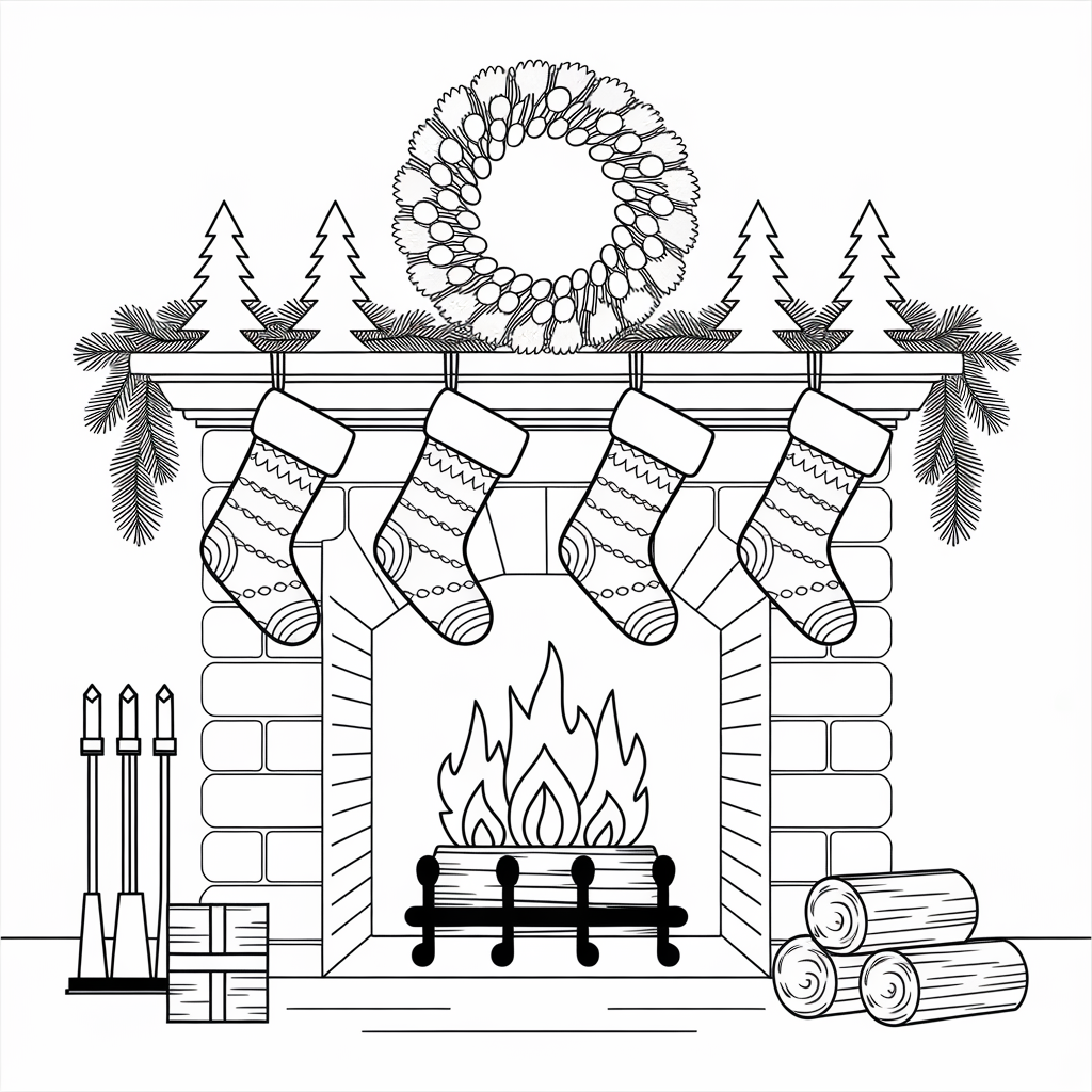 Fireplace with Stockings 