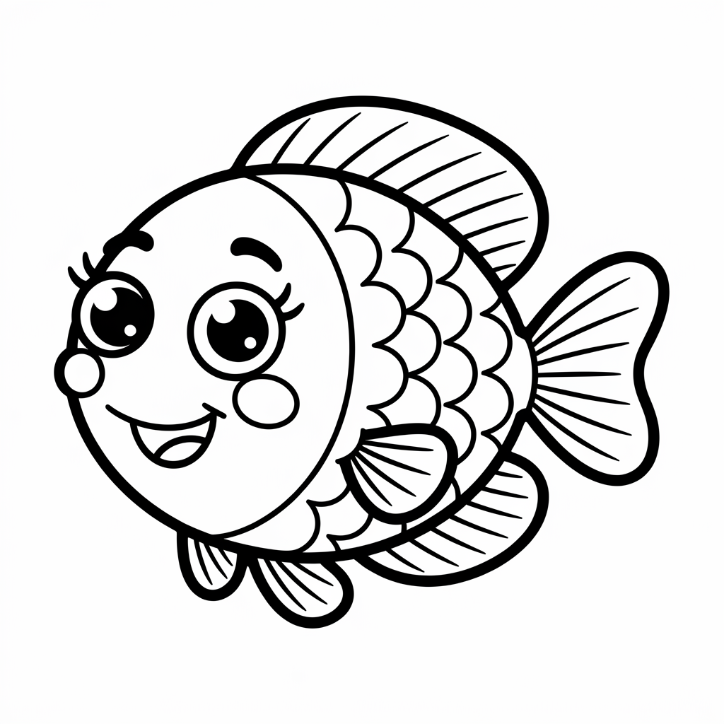 Cartoon Rainbow Fish Coloring Pages 