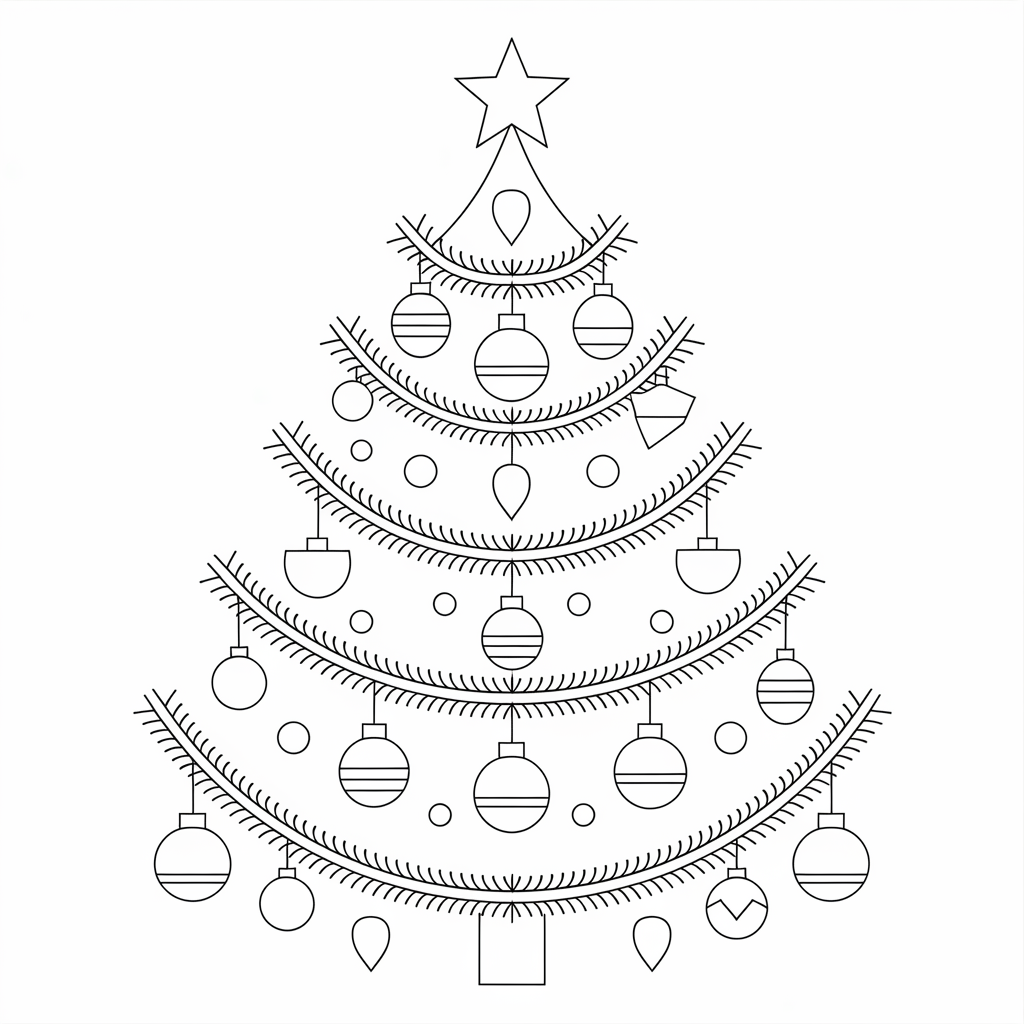Free Easy Christmas Tree Coloring Pages to Download and Print