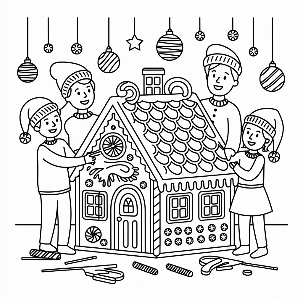Printable Christmas Gingerbread House Coloring Pages for Holiday Fun