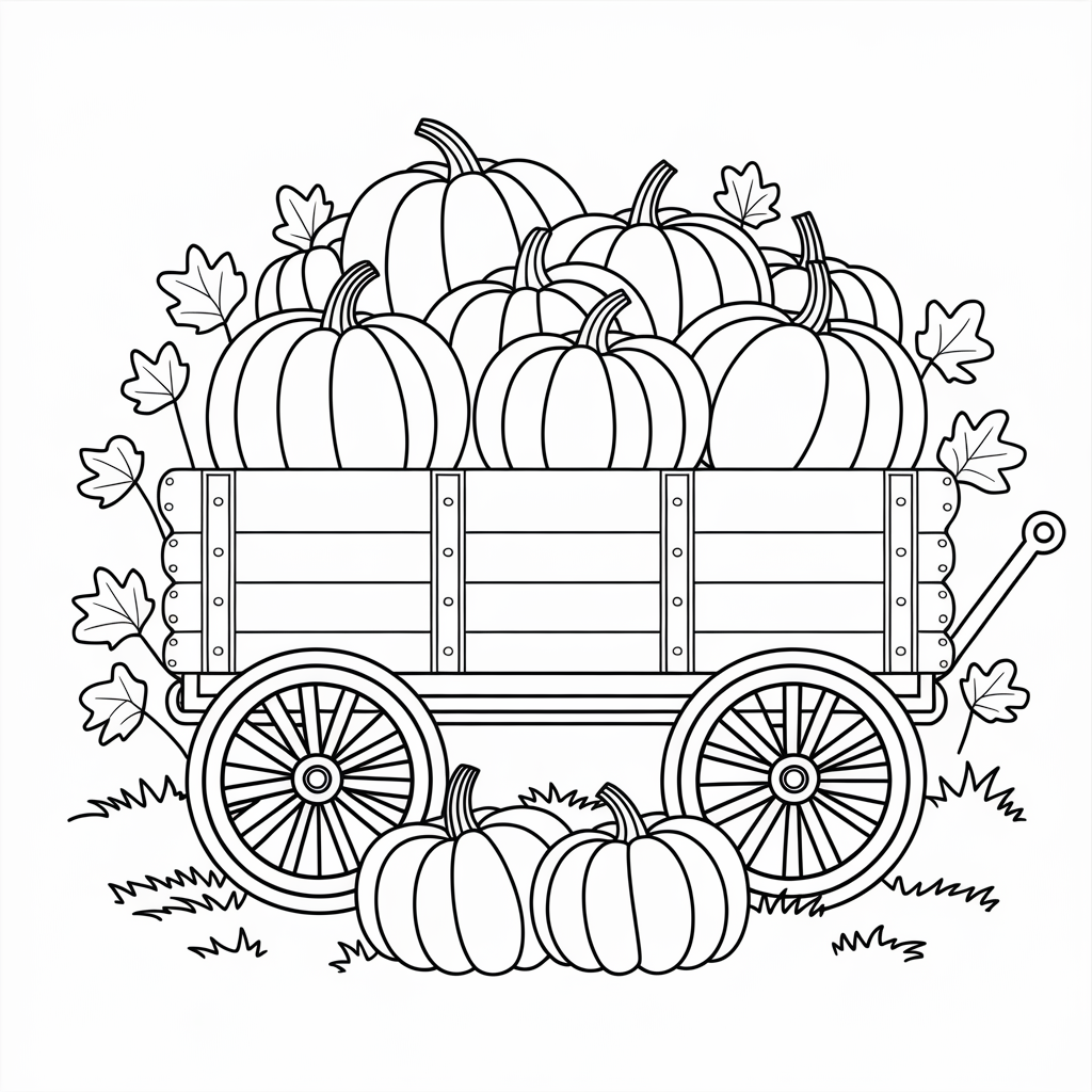 Farm Wagon Pumpkin Patch Coloring Pages