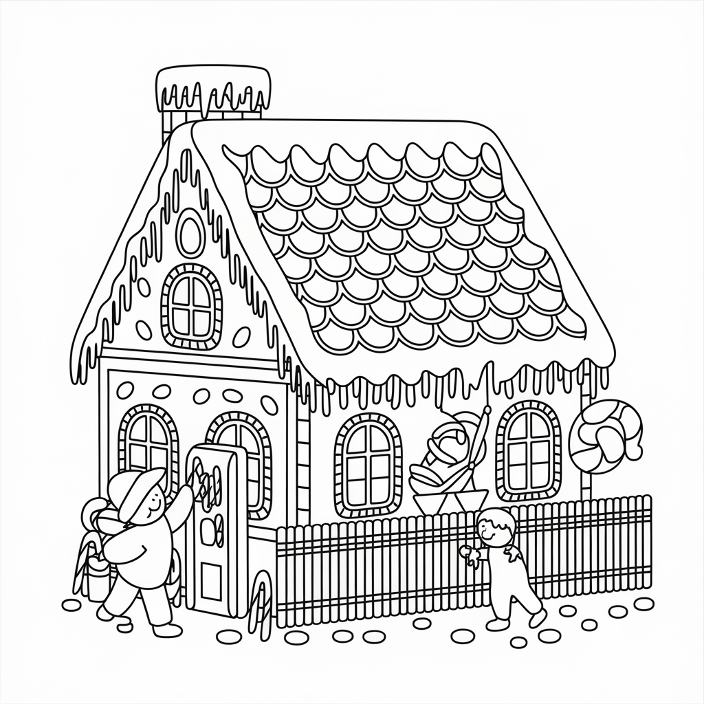 Fun Christmas Gingerbread House Coloring Pages for Holiday Activities