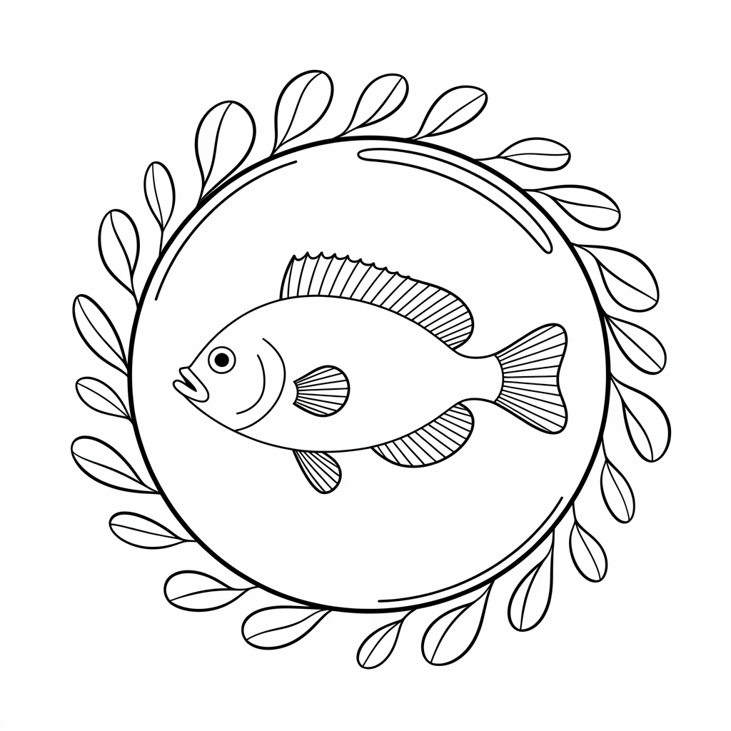 Rainbow Fish in Bubble Frame Coloring Page