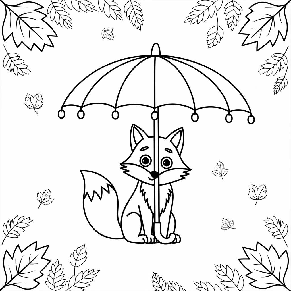 Fox Under Leaf Umbrella