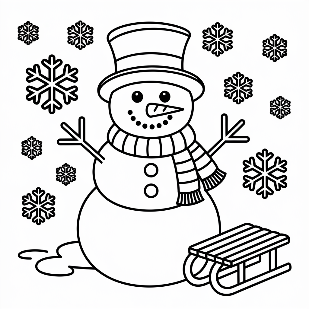 Easy Snowman Christmas Coloring Pages for Kids of All Ages