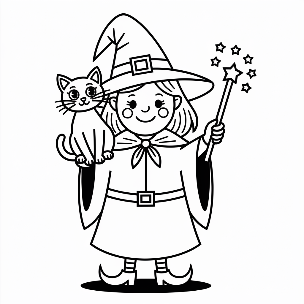 Witch and Her Black Cat Familiar