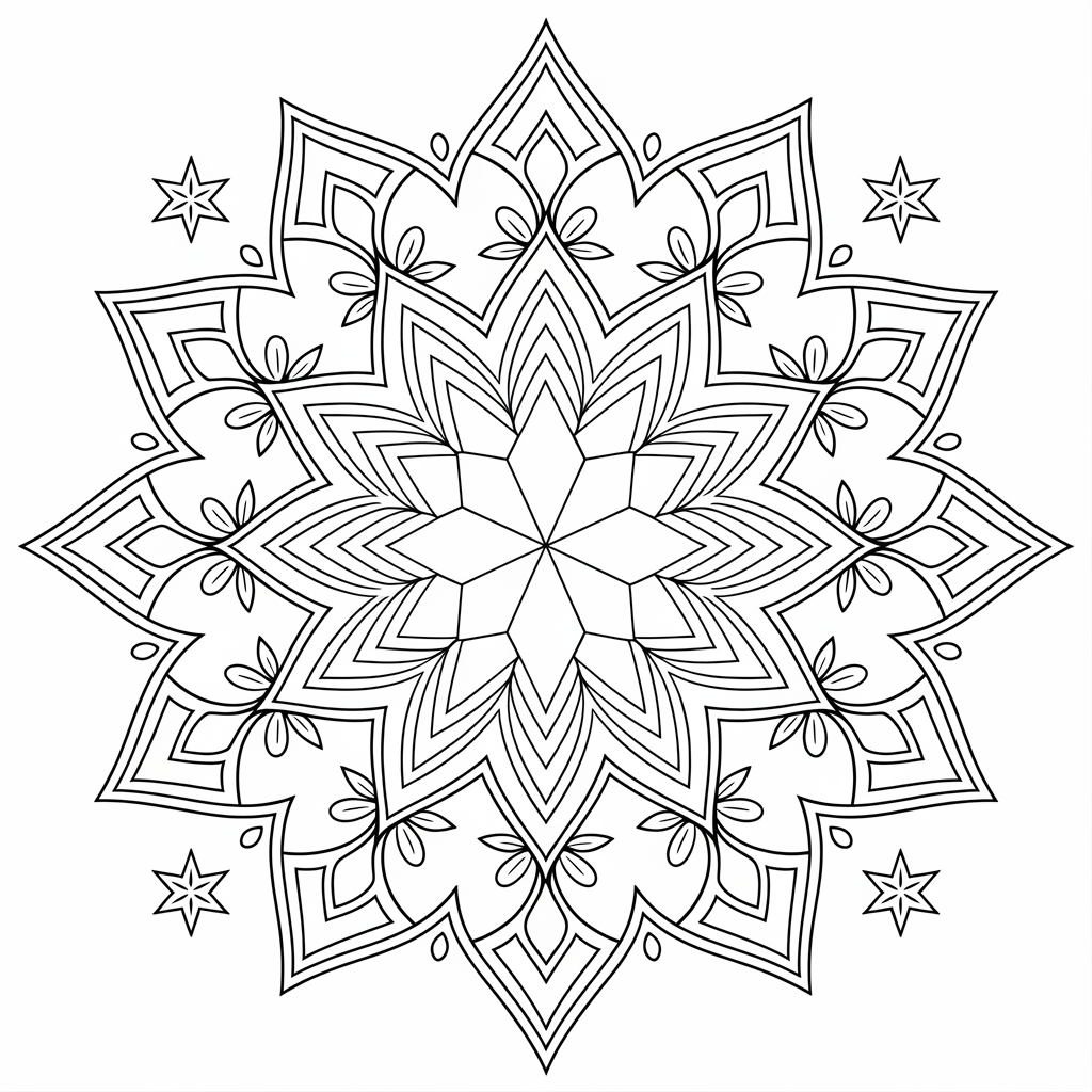 Mandala Star Christmas Coloring Pages for Adults to Print and Enjoy