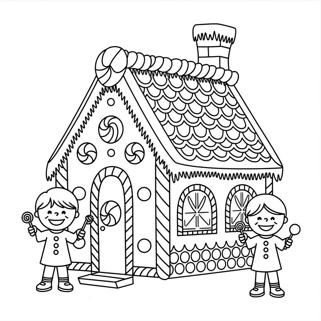Free Printable Christmas Gingerbread House Coloring Pages for Kids