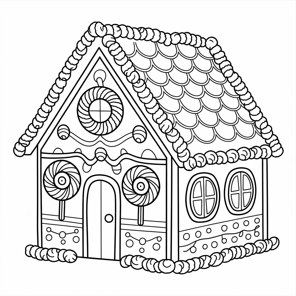 Free Printable Gingerbread House Coloring Pages for a Christmas Craft Activity