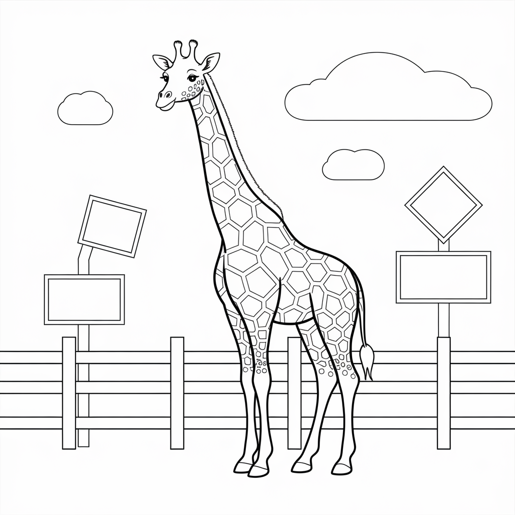Zoo Giraffe Coloring Pages 
