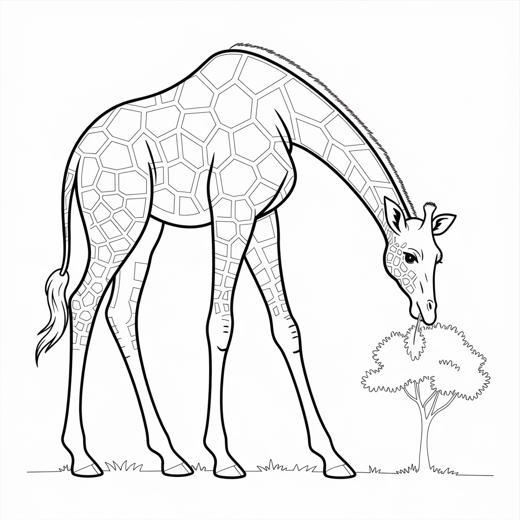Giraffe Eating Leaves Coloring Pages