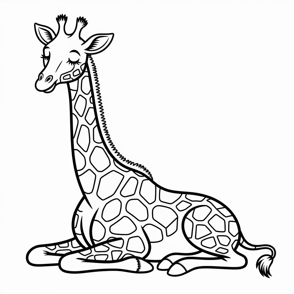 Sleeping Giraffe Coloring Page