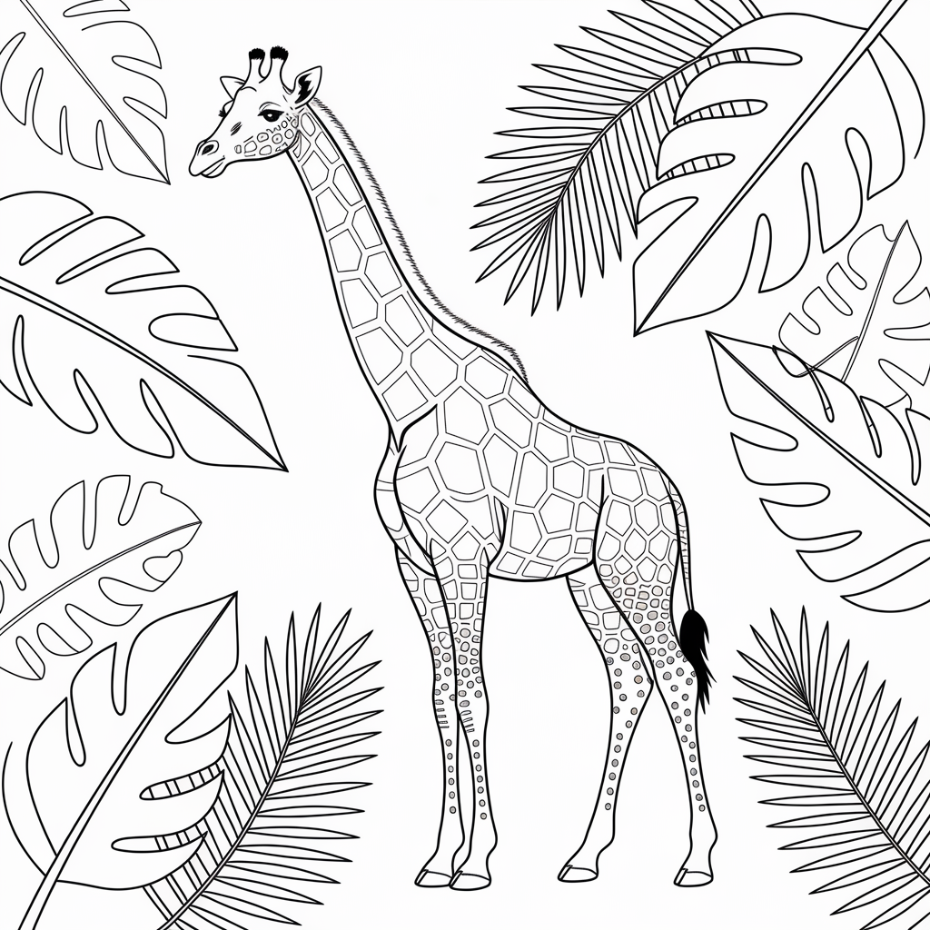 Jungle Giraffe Coloring Pages 