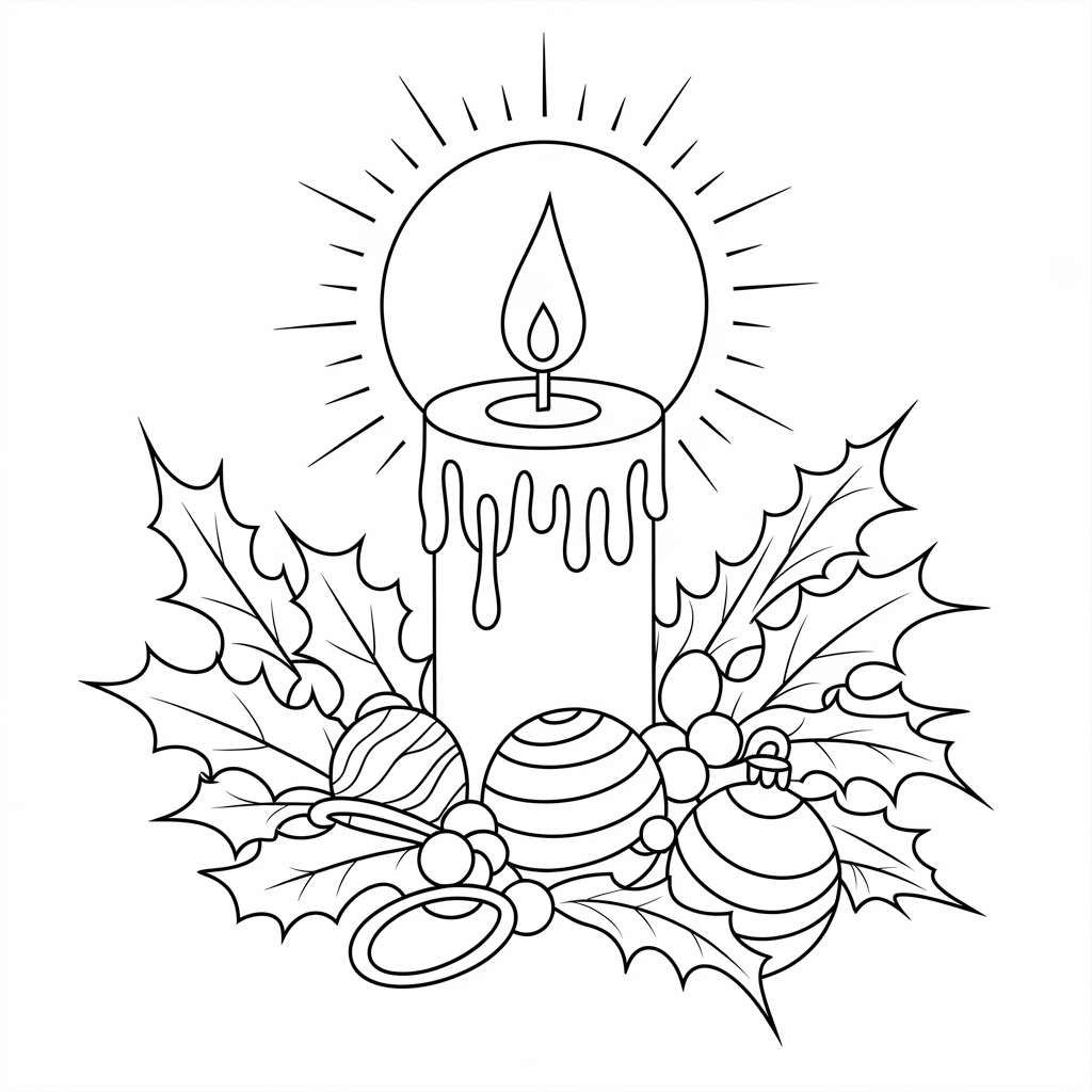 Easy Christmas Candle Coloring Pages to Relax and Enjoy