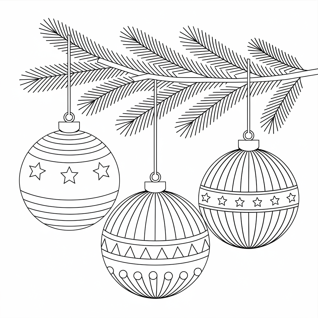 Simple Easy Christmas Ornament Coloring Pages for Preschoolers