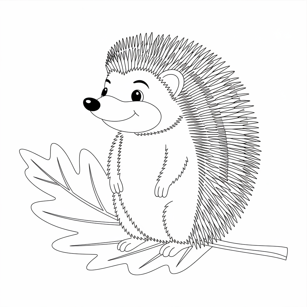 Hedgehog on Oak Leaf