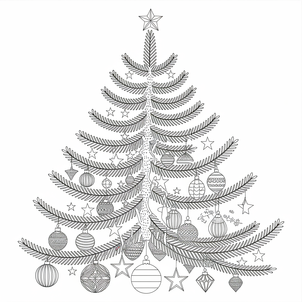 Christmas Tree Coloring Pages for Adults