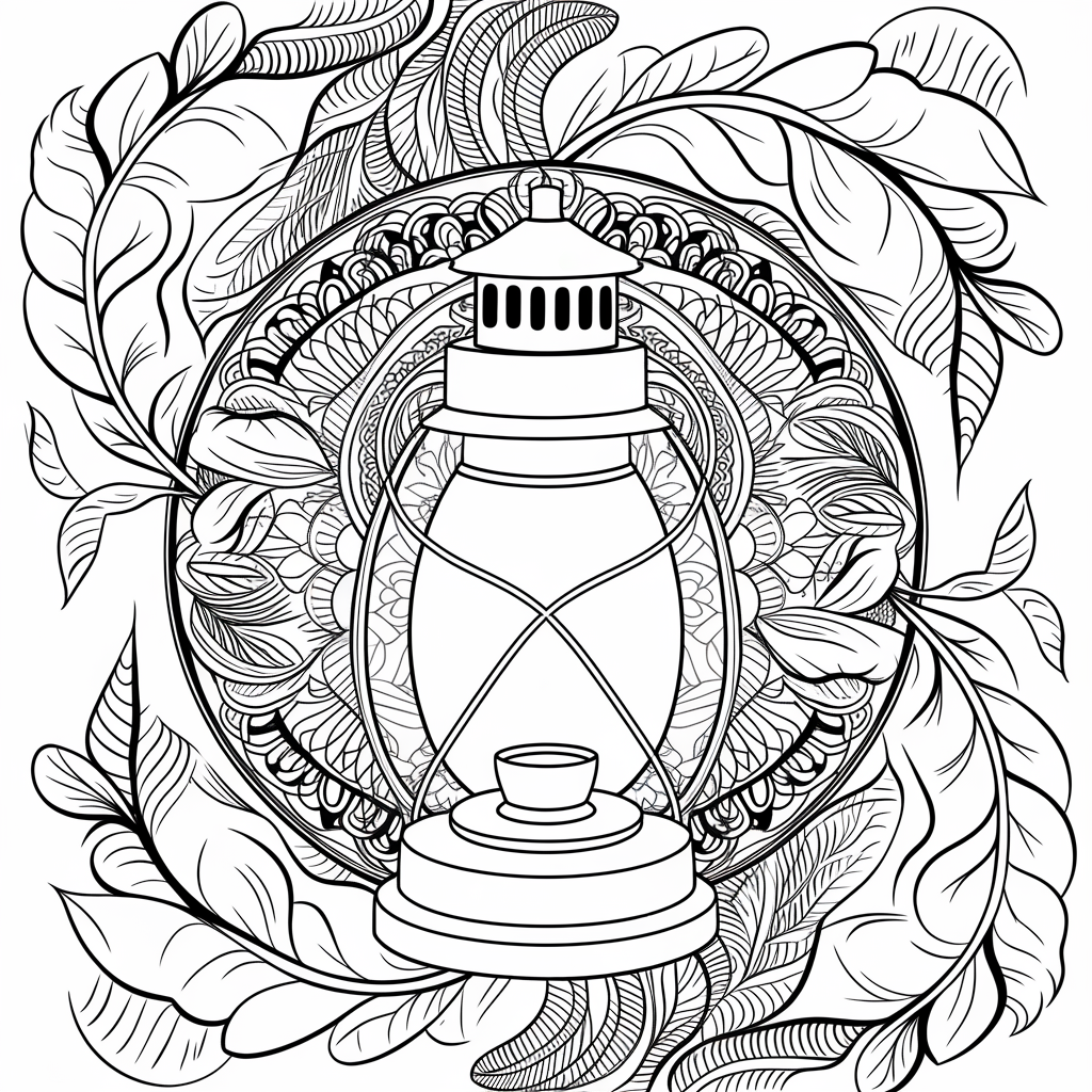 Autumn Lantern with Swirling Leaves