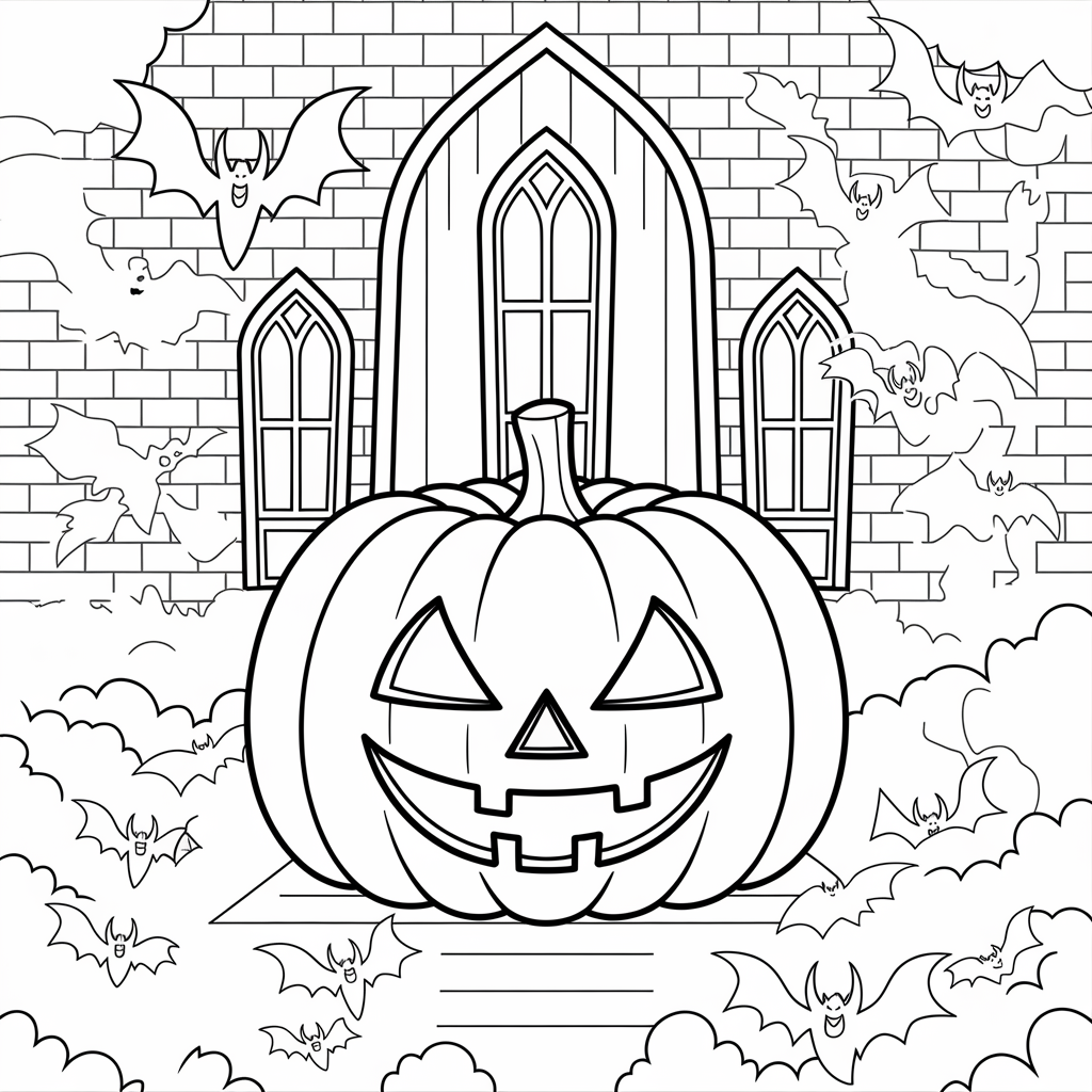 Creative Halloween Pumpkin Coloring Pages with Haunted Themes
