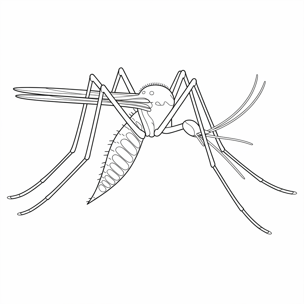 Mosquito Coloring Pages with Detailed Wings 