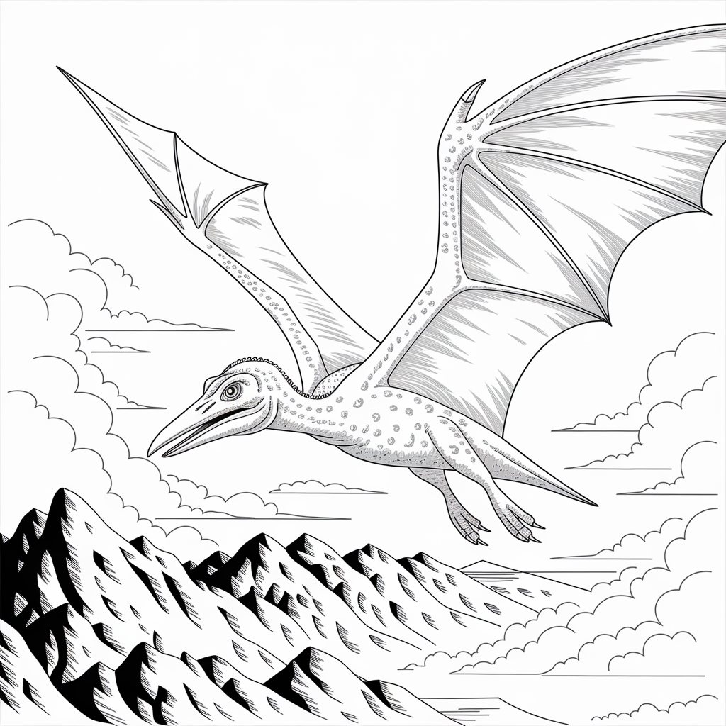 Flying Pterodactyl Coloring Page