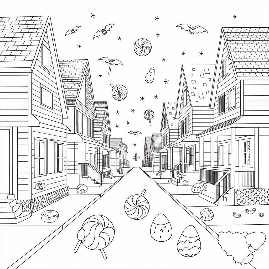 Spooky Candy Land Halloween Coloring Pages for Fun Holiday Activities
